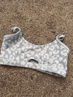 Ryderwear Light Gray Leopard Cutout Sports Bra
